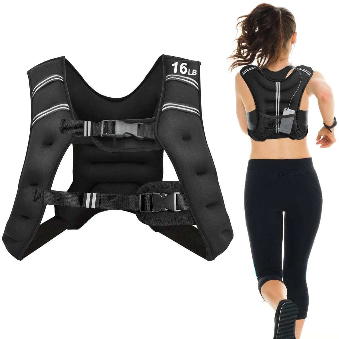 RitFit Weighted Vest 8 10 20 Lbs for Men & Women with Adjustable Straps and  Reflective Strips, Body Weight Vest for Strength Training and Muscle