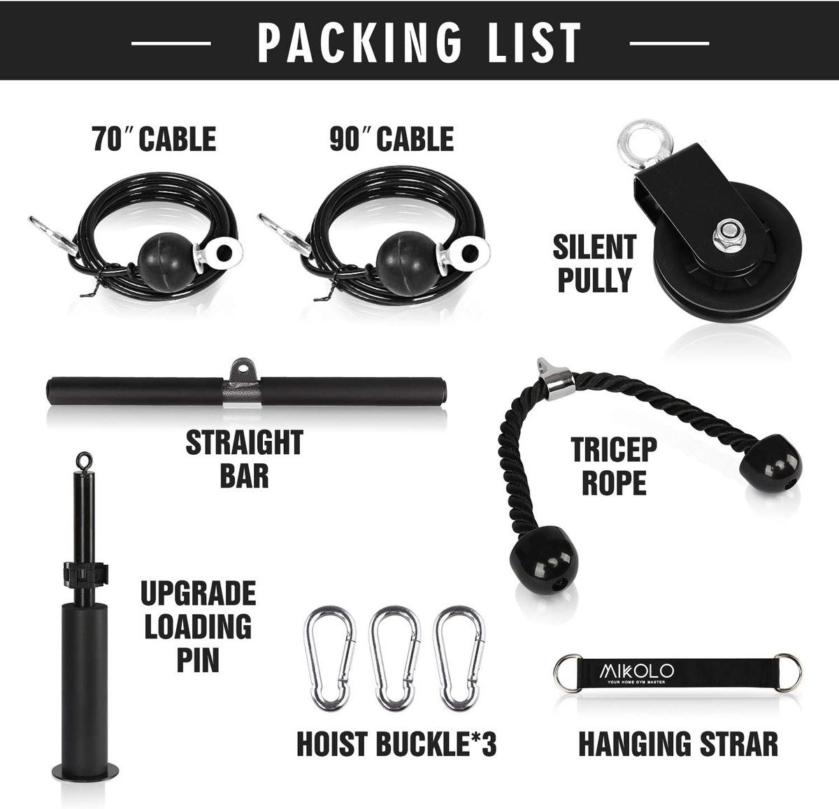Mikolo Fitness LAT and Lift Pulley System Dual Cable Machine 70 and Shop Fitness Doctor