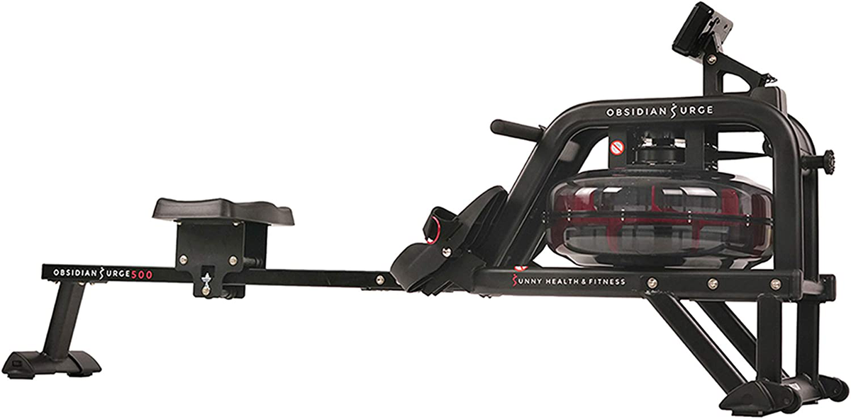 Sunny Health Fitness Obsidian Surge 500 Water Rowing Machine SF RW5713 Black
