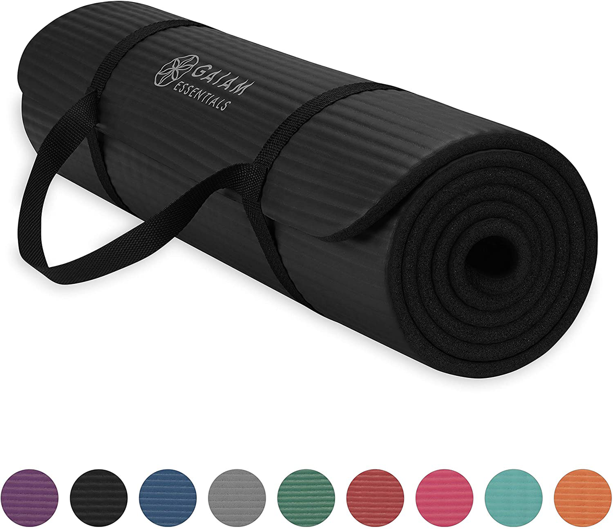 Gaiam Essentials Thick Yoga Mat - 72" X 24" X 2/5" Extra Thick Exercise Mat With Carry Strap