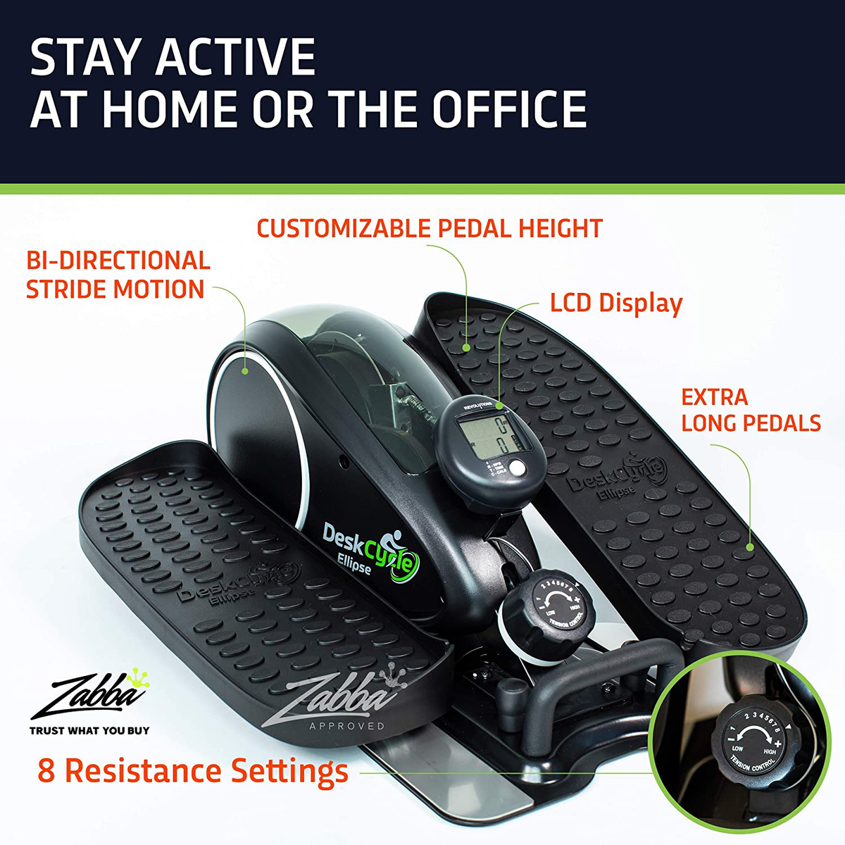 DeskCycle Ellipse: Under Desk Elliptical Machine Compact Desk