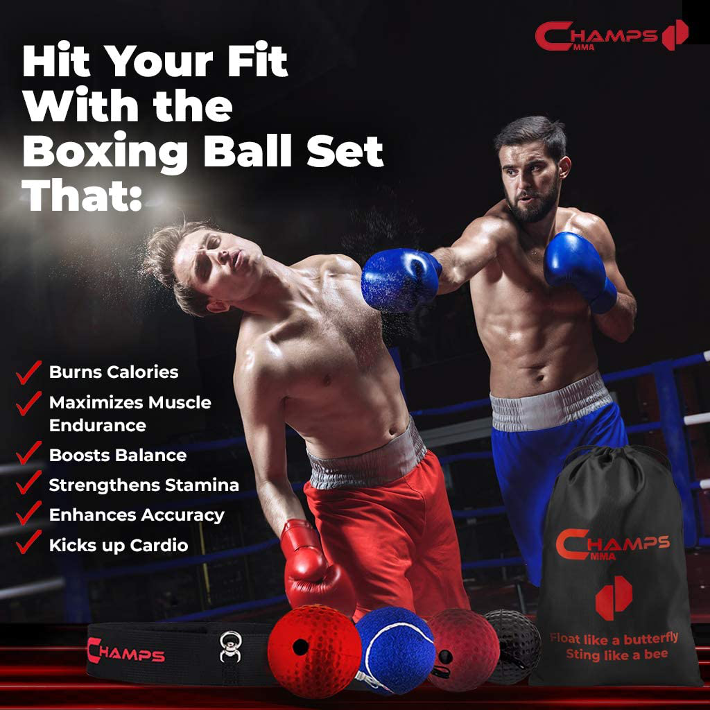 Champs Boxing Reflex Ball - Boxing Equipment Fight Speed, Boxing Gear  Punching Ball Great for Reaction Speed and Hand Eye Coordination Training  Reflex