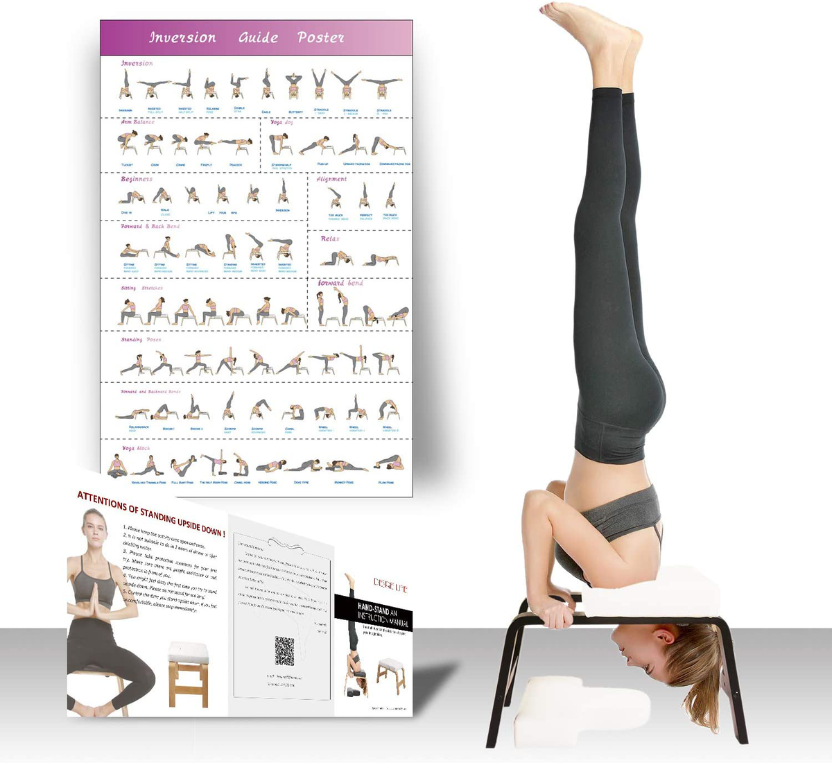 Yoga Inversion Bench Headstand Prop Upside Down Chair for Balance
