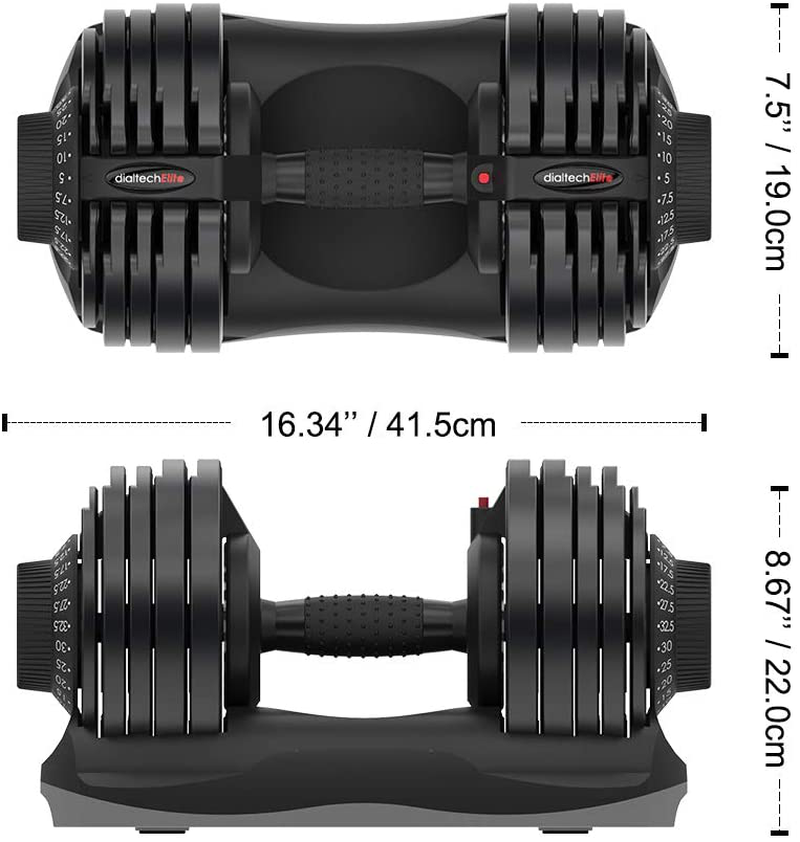 ATIVAFIT Adjustable Dumbbell Fitness Dial Dumbbell with Handle and Weight Plate for Home Gym Note Single