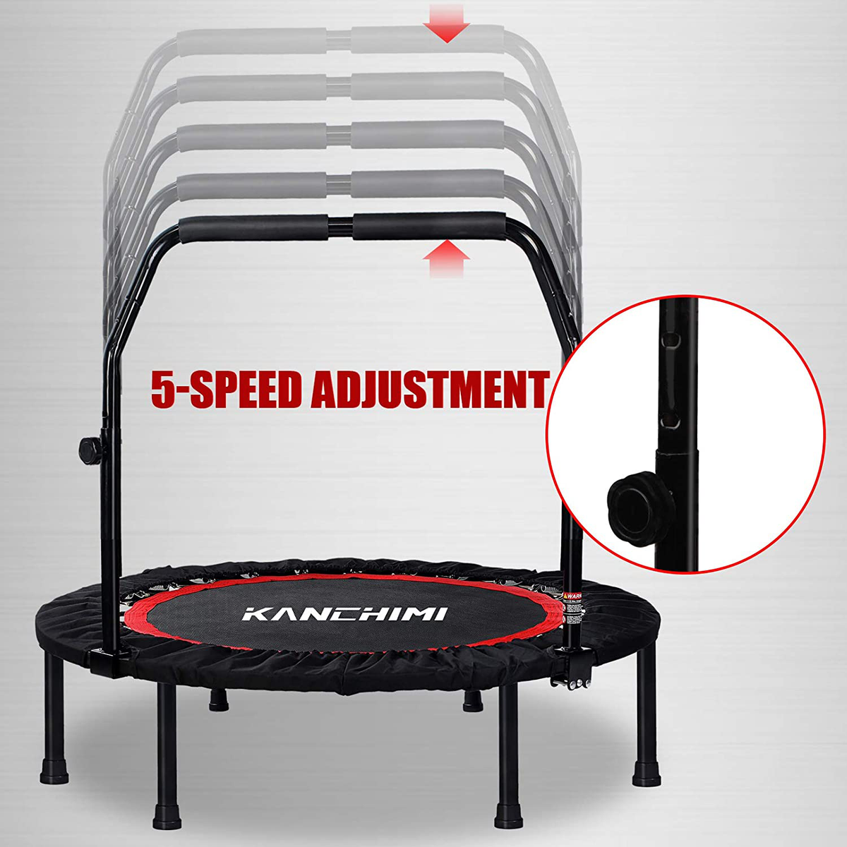 Maximus PRO Folding Rebounder | Voted #1 Indoor Exercise Mini Trampoline  for Adults with Bar | Best Home Gym for Fitness & Lose Weight| Free Storage