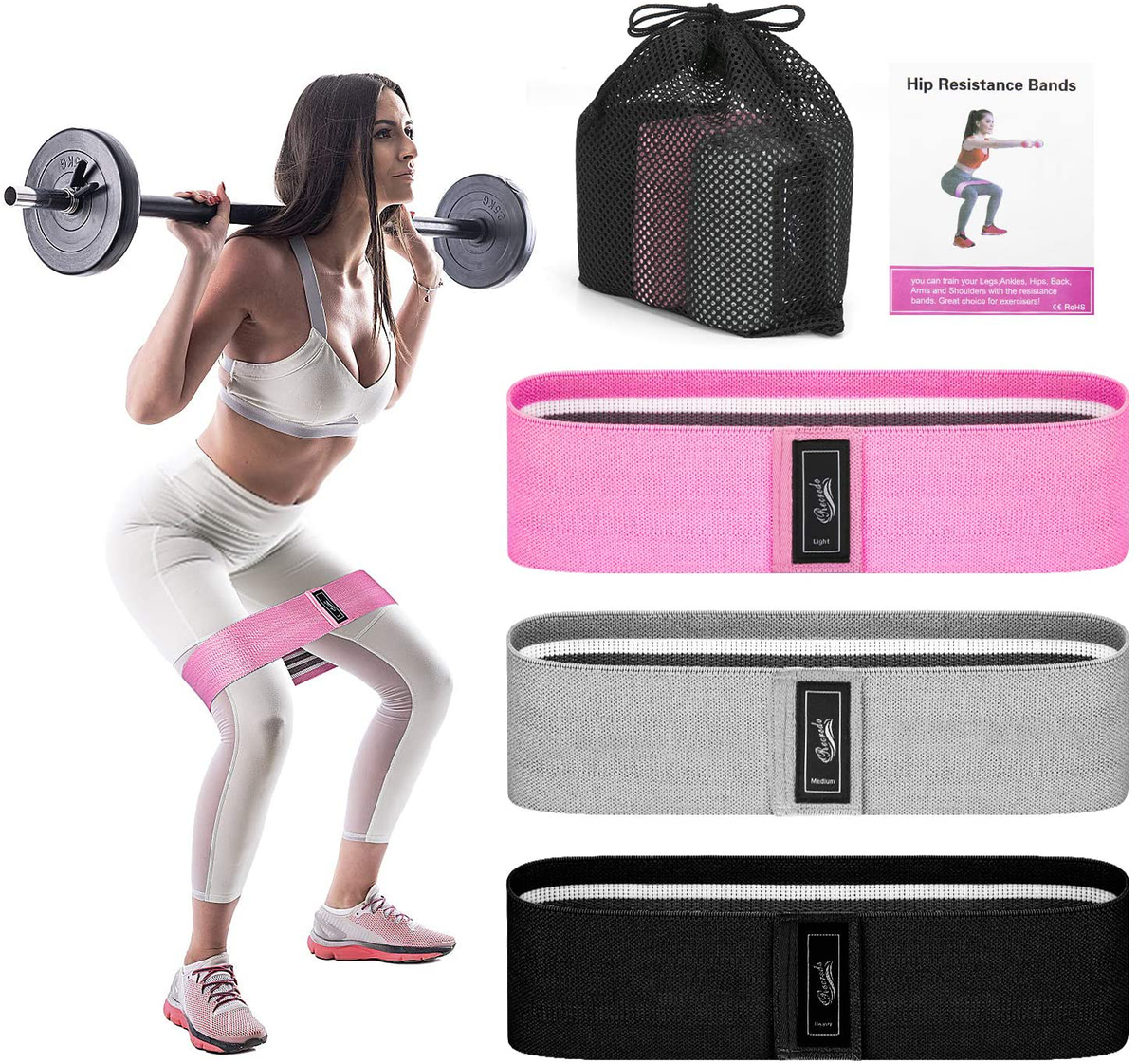 Recredo Booty Bands, Resistance Bands for Legs and Butt, Non