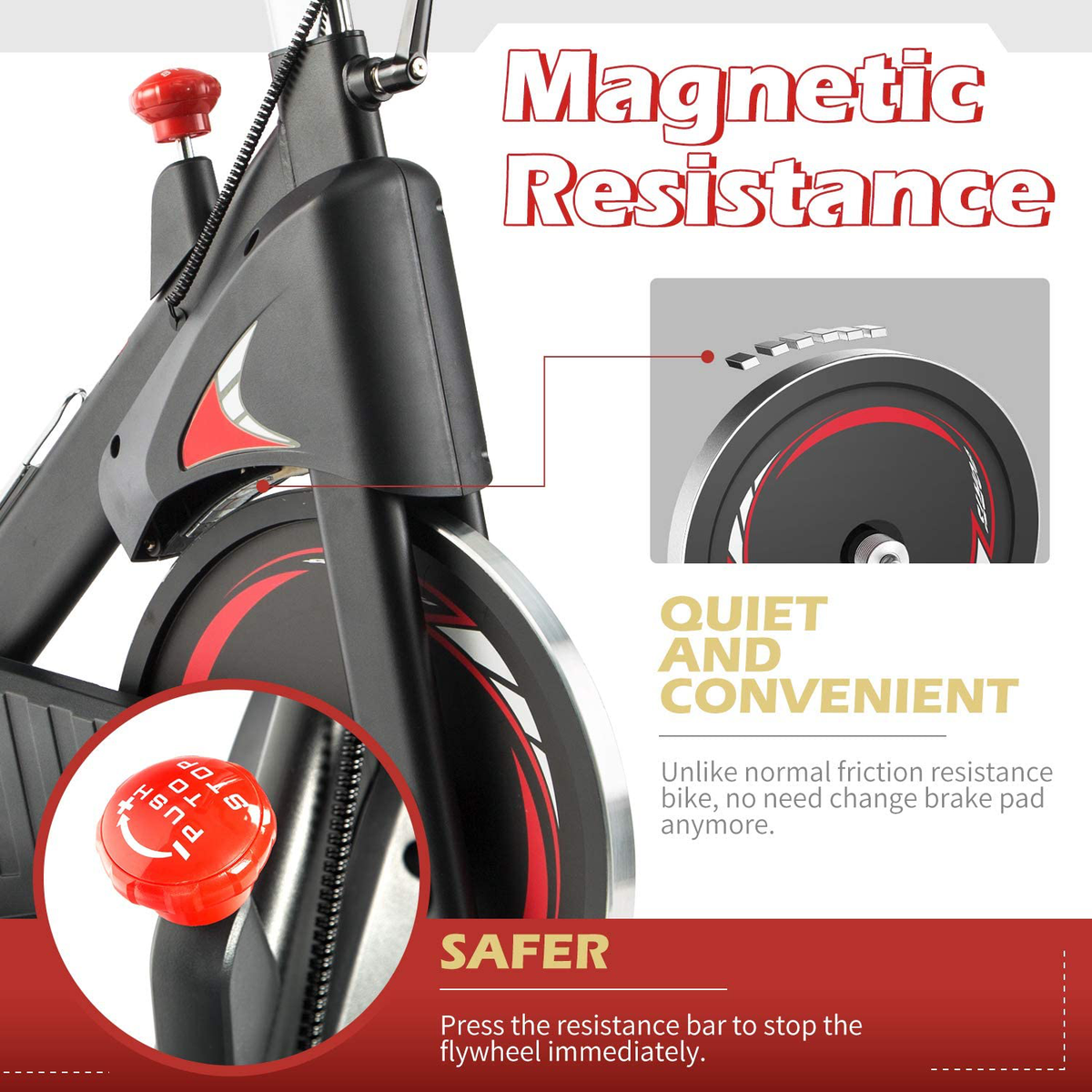 ADVENOR Magnetic Resistance Exercise Bike, Indoor Stationary Bikes