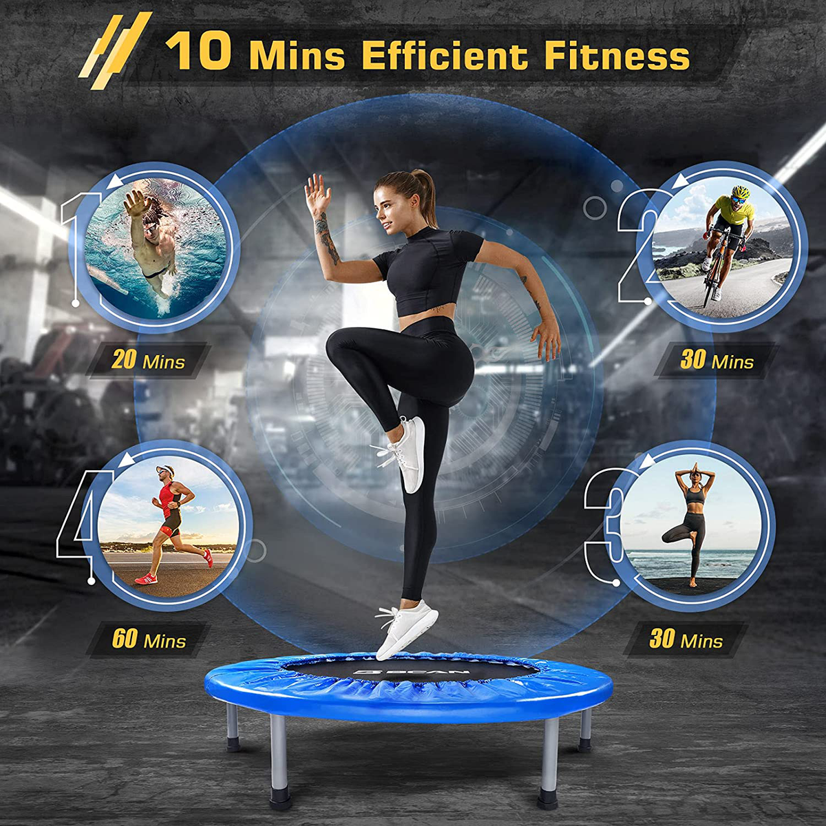 FANTASK 101 cm, mini trampolino da giardino con portata fino a 150 kg, pieghevole, trampolino da giardino per adulti e bambini, con impugnatura FANTASK 101 cm, mini trampolino da giardino con portata fino a 150 kg, pieghevole, trampolino da giardino per adulti e bambini, con impugnatura