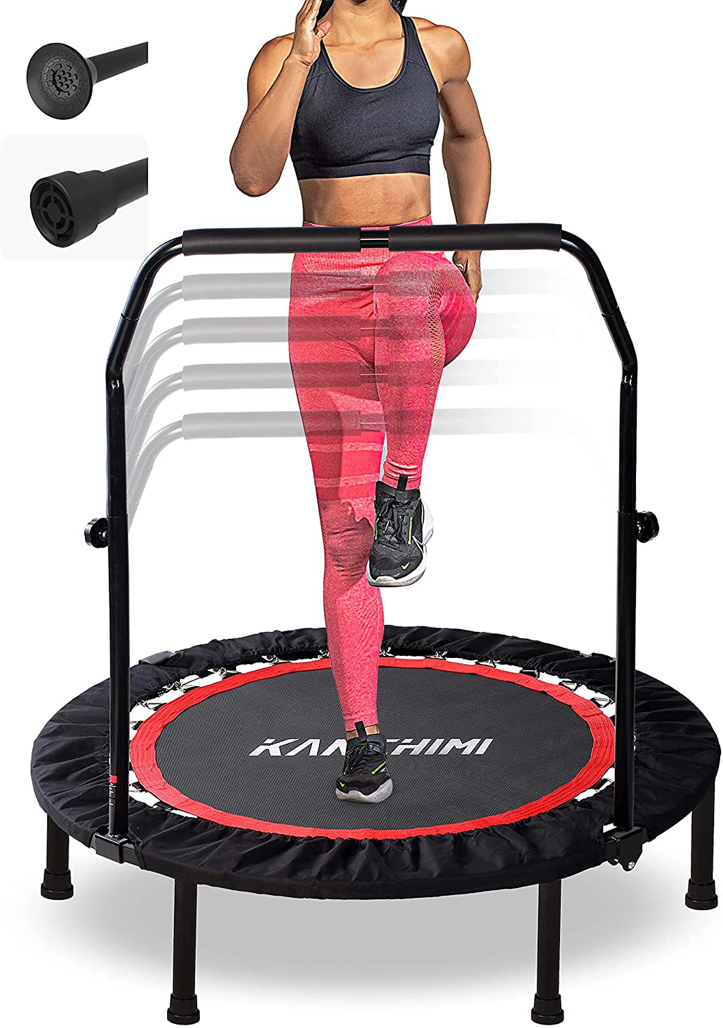 Folding Mini Fitness Indoor Exercise Workout Rebounder Trampoline with Handle Max Load 330lbs