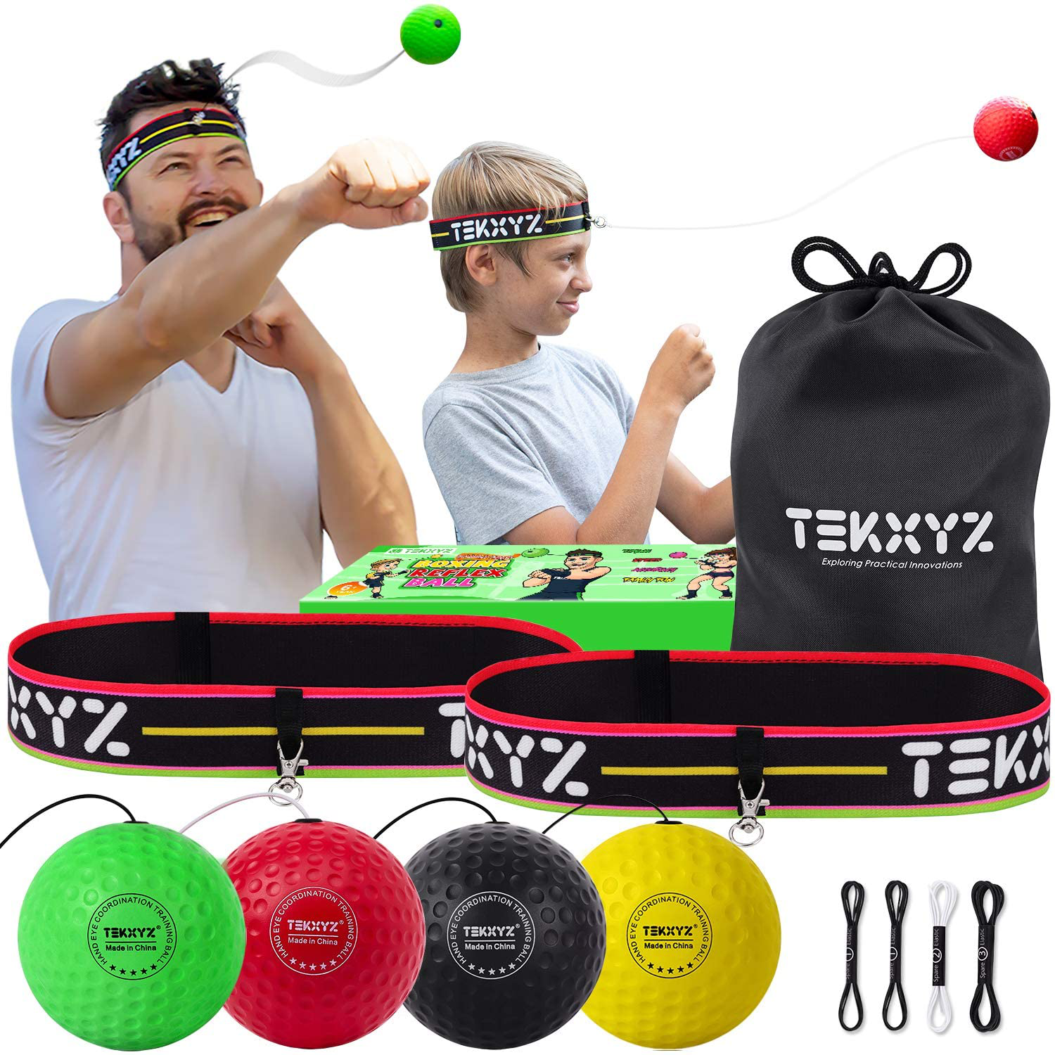 TEKXYZ Boxing Reflex Ball Family Pack  2 Adjustable Headbands + 2 Nov–  Shop Fitness Doctor